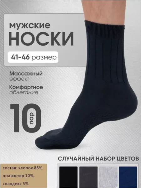 Слава 313 Носки набор 10 штук высокие плотные однотонные