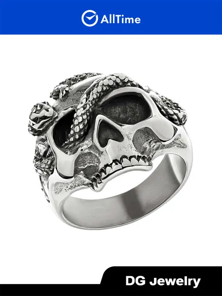 DG Jewelry Перстень "Череп со змеей" бижутерия с эмалью
