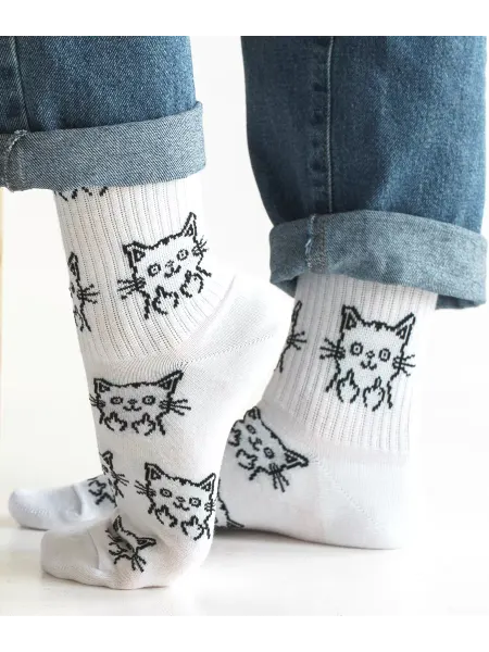MarusyaSocks Носки белые с котами