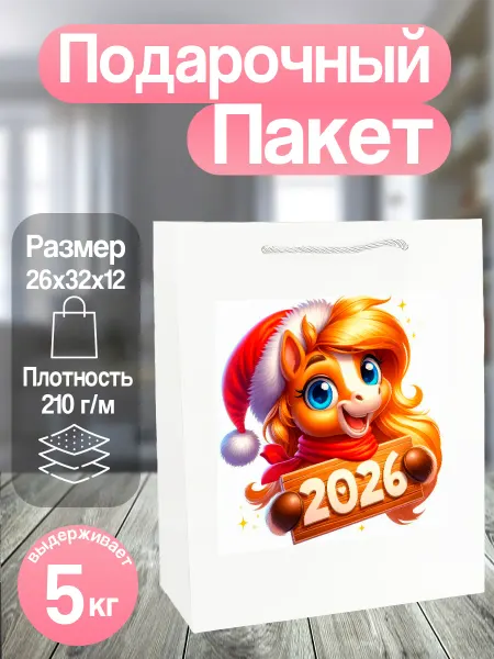 Allure Gift Пакет новогодний подарочный Лошадь символ 2026 года