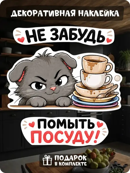 Fosti Интерьерная наклейка напоминалка Помой посуду