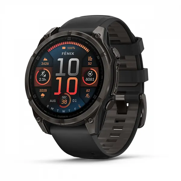 Смарт-часы Garmin FENIX 8 47mm Amoled Sapphire Carbon Gray DLC Titanium with Black/Pebble Gray Silicone, 010-02904-21