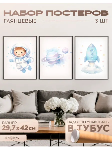 AniKoya Плакаты для детской комнаты космос