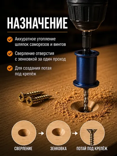 Сверло зенковочное по дереву с ограничителем HSS