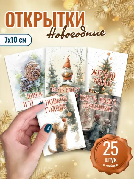 MAJIVVI HOME Открытки новогодние ретро, 7х10