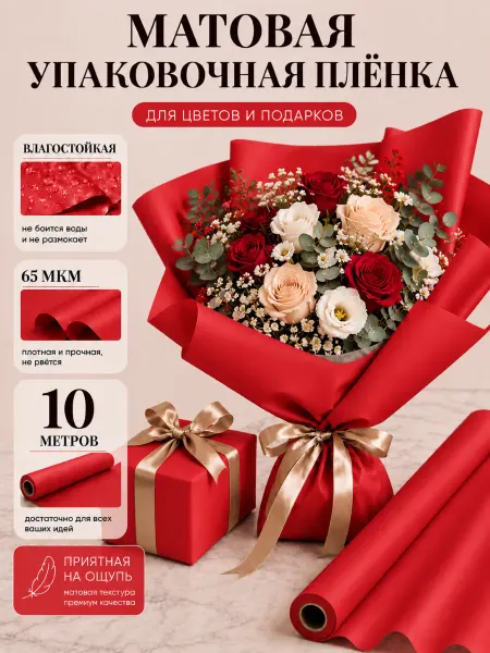 Alpha-Shop Упаковочная бумага для цветов матовая, пленка подарочная