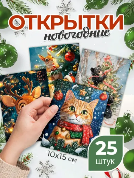 MAJIVVI HOME Новогодние акварельные открытки в стиле А6