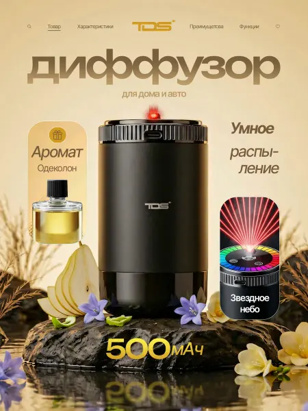 TDS Автомобильный аромадиффузор, ароматизатор для авто Одеколон