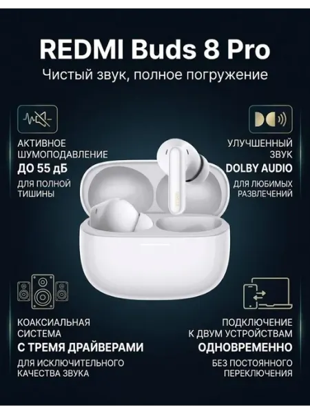 Xiaomi Беспроводные наушники Redmi Buds 8 Pro Cloud White