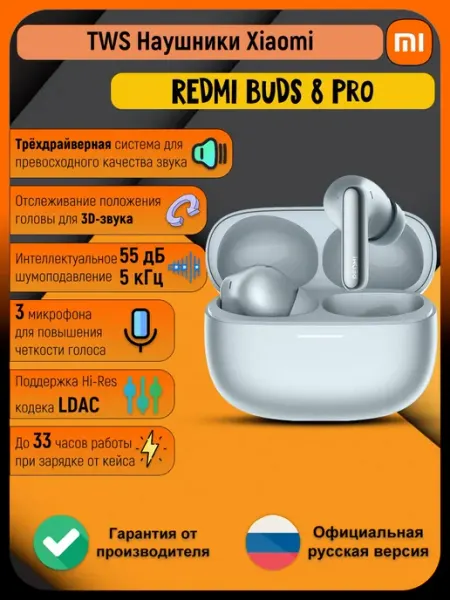 Xiaomi REDMI Buds 8 Pro Беспроводные внутриканальные наушники, обсидианово-черные
