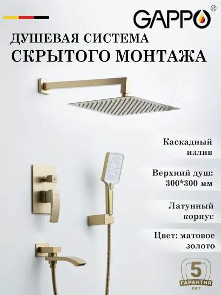 Gappo Душевая система скрытого монтажа встраиваемая G7107-33