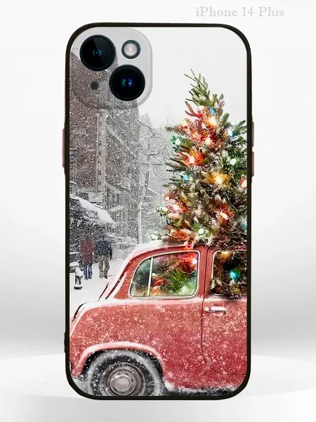 PRINTberries Чехол на IPHONE 14 Plus с принтом новогодний car spruce