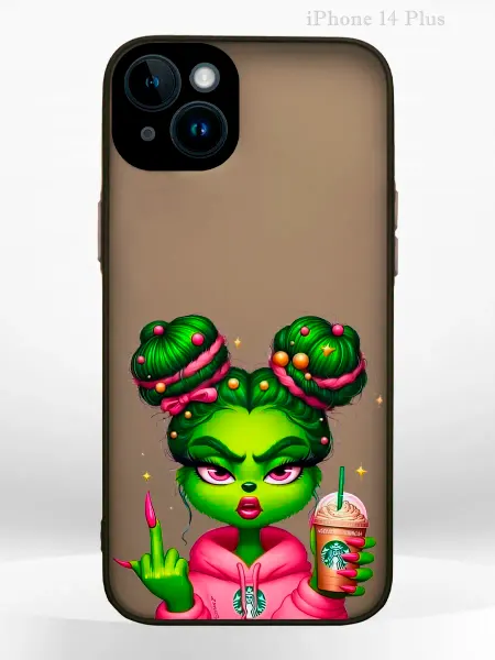 PRINTberries Чехол на IPHONE 14 Plus с принтом новогодний grinch girl
