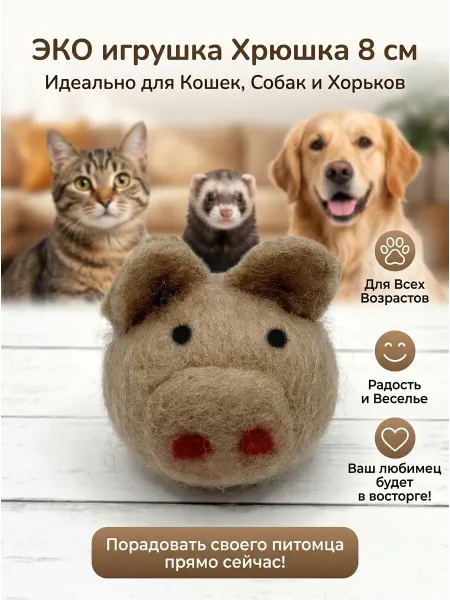 LIVEZOO Игрушка-когтеточка для кошек и собак Хрюшка 8 см