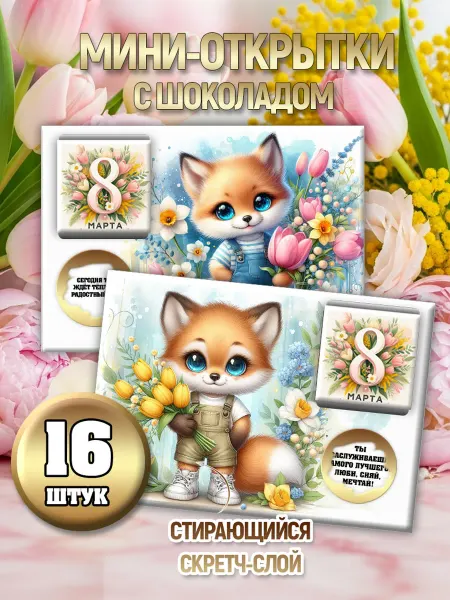 Lullaby Мини-открытки с шоколадом с 8 марта девочкамм