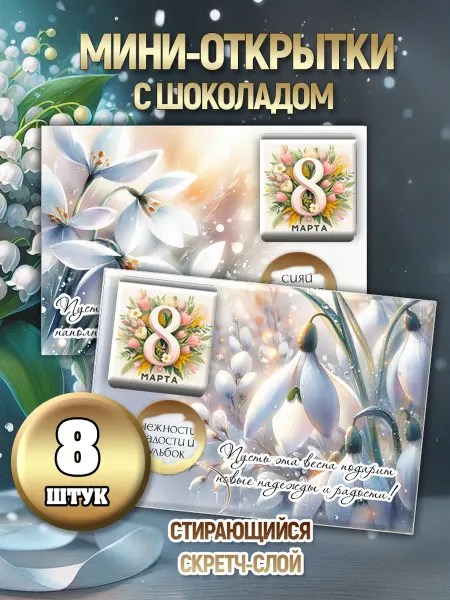 Lullaby Мини-открытки с шоколадом с 8 марта