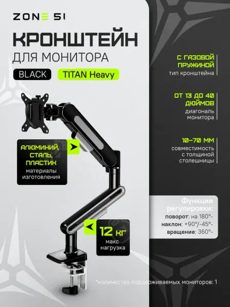 Zone 51 Кронштейн для монитора TITAN Heavy 40"