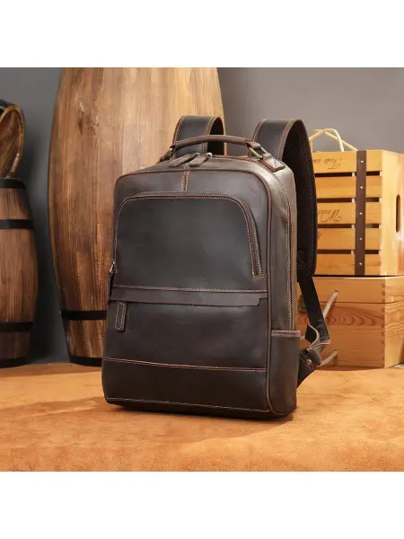 GENUINE LEATHER Рюкзак мужской кожаный для ноутбука и документов А4