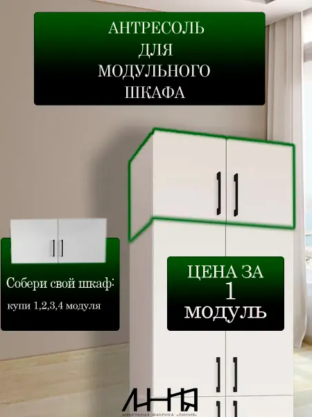 Мебельная фабрика ЛИНИЯ Антресоль для шкафа модульного распашная