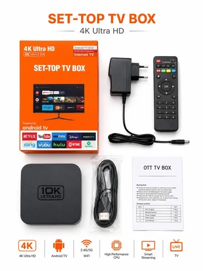Смарт ТВ-приставка Android TV Box HD / Умный медиаплеер для телевизора с пультом