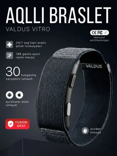 Смарт-часы VALDUS VITRO PRO с Bluetooth-звонками, мониторингом здоровья, IP68