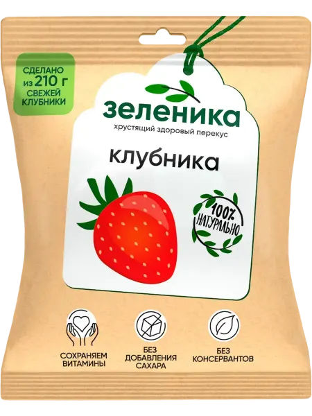 Снеки ягодные ЗЕЛЕНИКА Здоровый перекус Клубника, 15г