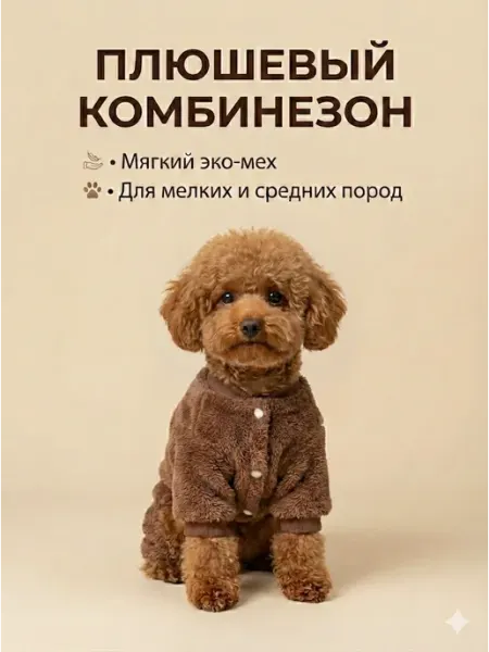 Arnydog Комбинезон для собак и кошек плюшевый