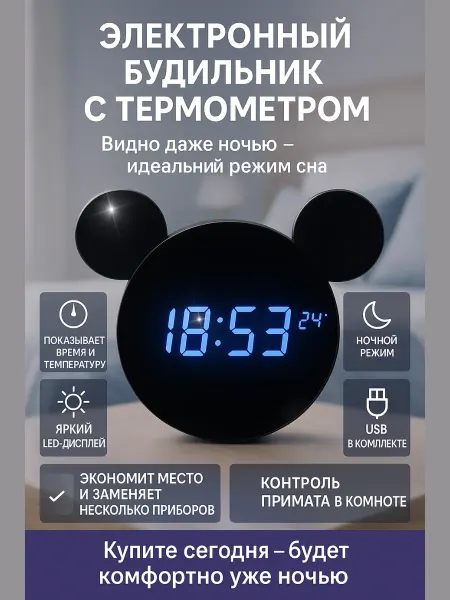 TRIQUETRA Часы детские будильник подарок на 8 марта