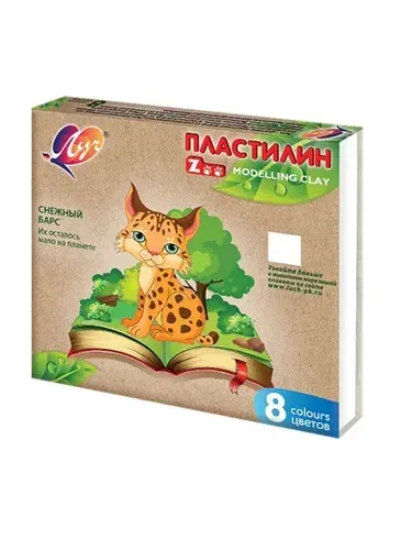 Луч Пластилин ZOO, 8 цветов, 120 гр