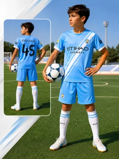 Детская футбольная форма Manchester City 8-12 лет спортивный комплект