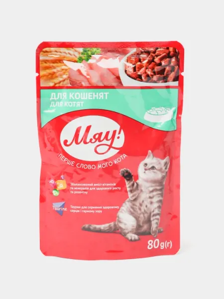Влажный корм Мяу для котят 80 г, 24 шт