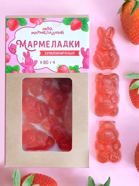 Мой Мармеладный Мармелад без сахара натуральный земляничный 80 г