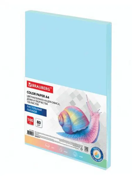 Brauberg Бумага цветная, А4, 80 г м2, 250 л