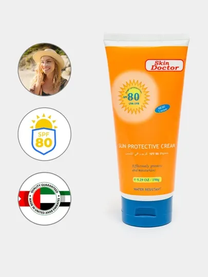 Крем cолнцезащитный Skin Doctor, SPF 80 PA+++, c кокосовым маслом и витамином Е, 150 мл