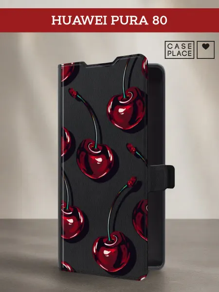Case Place Чехол-книжка на Huawei Pura 80 с вишней
