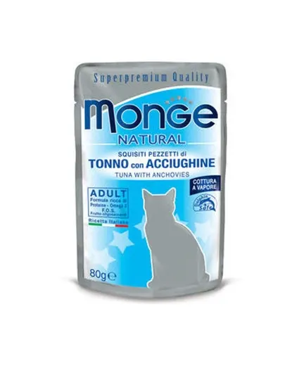 Влажный корм Monge Cat Natural тунец и анчоусы, 80 грамм