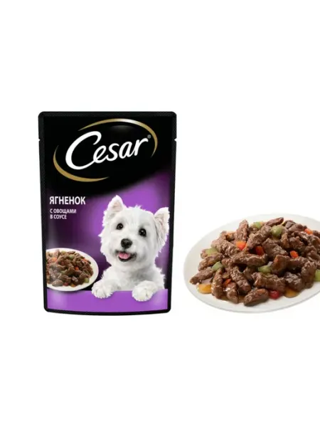 CESAR Корм влажный для собак ягненок с овощами, 80г 5 шт
