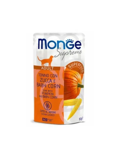 Влажный корм для котят Monge Supreme с тунцом, шпинатом и морковь 80 грамм (3 штук)
