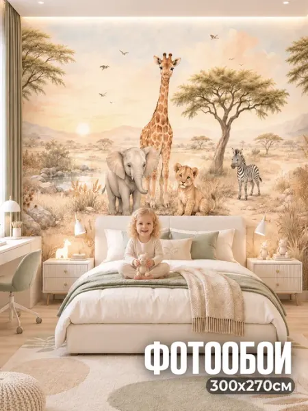 AuRoom Фотообои Фотообои детские 300х270 флизелиновые "Сафари"