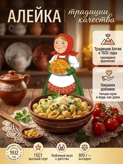 Макароны Спираль Алейка, высший сорт, без добавок и красителей, 800 г