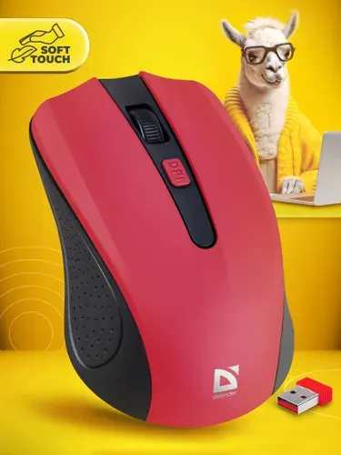 Мышь беспроводная компьютерная Defender Accura, для ноутбука, ТВ, приставки/ Soft Touch/ 800-1600 dpi, красная