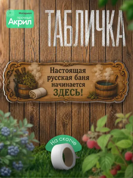 ProductiON Табличка декор Настоящая русская баня начинается здесь!