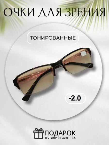 TopPop Очки для зрения -2.0 с тонировкой солнцезащитные
