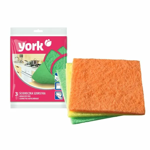 Салфетка для уборки York 032030, абразивная, против стойких загрязнений, 3 шт. в упаковке