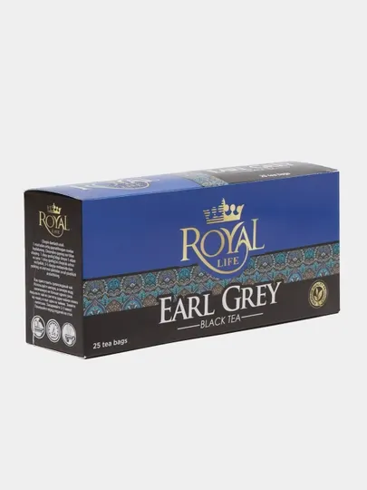 Чай черный Royal Life Earl grey, 25 пакетиков, 150 г