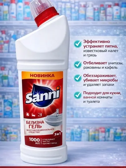 Санитарное чистящее средство Sanni Belizna белизна гель 1000 мл