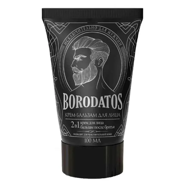 Borodatos Крем-бальзам для лица 2в1, увлажняющий и успокаивающий, 75 мл