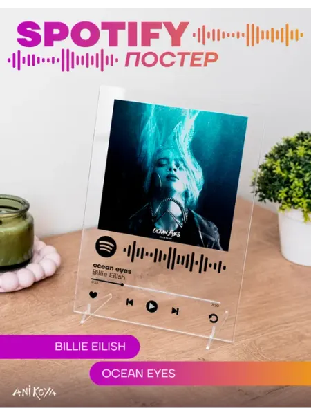 AniKoya Spotify постер акриловый Билли Айлиш Ocean Eyes