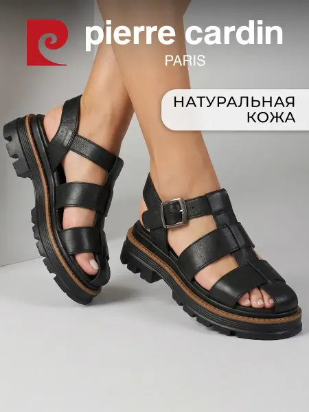 Pierre cardin Босоножки летние с закрытым носом натуральная кожа черные