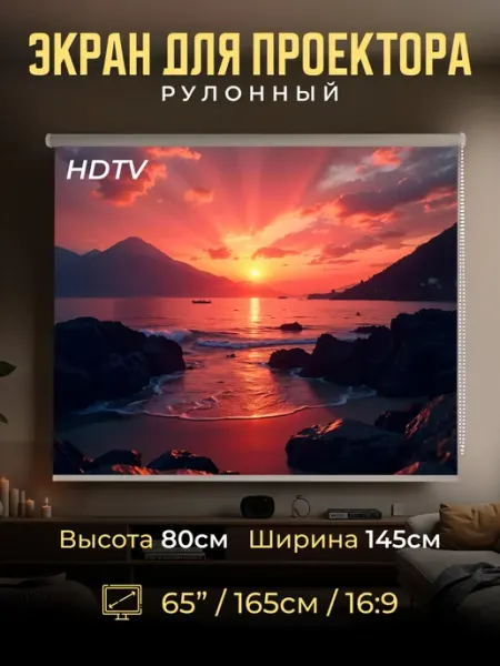 Gozhy Экран для проектора рулонный 80х145см